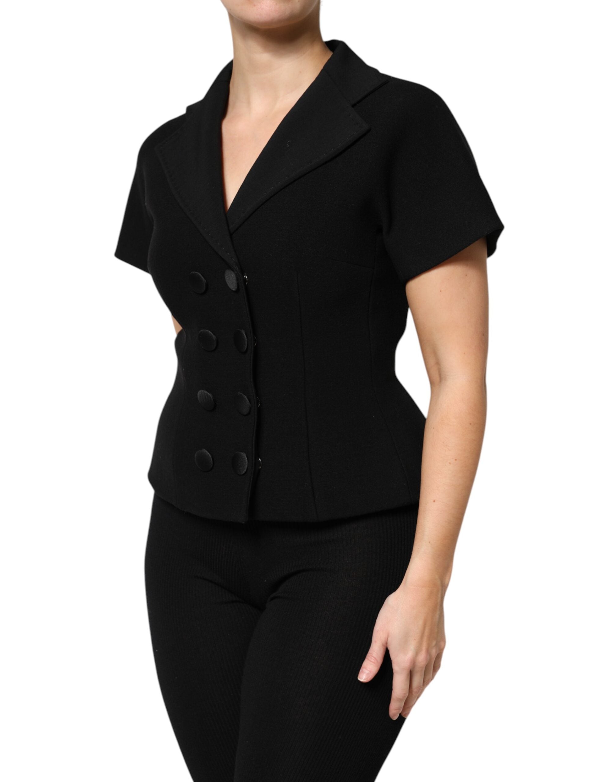 Dolce & Gabbana Siyah Yün Palto Çift Sıralı Ceket